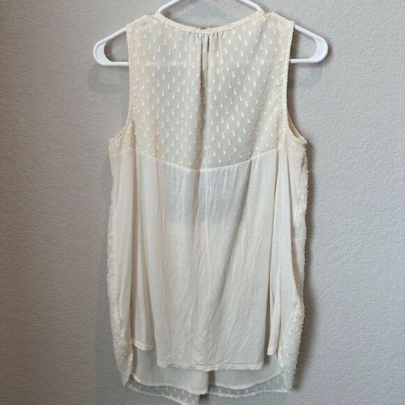 Anthropologie One September Cream Swiss Dot Embroidered Beaded Tank Blouse XS - Picture 5 of 6
